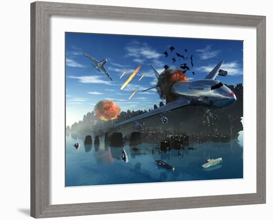 An Asteroid Rips Apart the Earth's Crust Causing Mass Destruction-Stocktrek Images-Framed Photographic Print