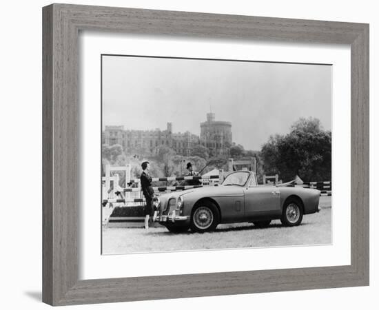 An Aston Martin DB2-4 MKII, with Windsor Castle in the Background, 1956-null-Framed Photographic Print