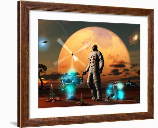 An Astronaut Discovers a World with an Earth Type Environment-Stocktrek Images-Framed Photographic Print