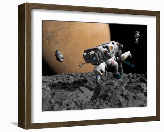 An Astronaut Makes First Human Contact with Mars' Moon Phobos-Stocktrek Images-Framed Photographic Print