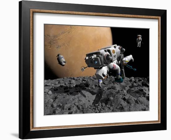 An Astronaut Makes First Human Contact with Mars' Moon Phobos-Stocktrek Images-Framed Photographic Print