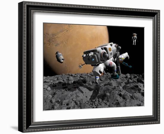 An Astronaut Makes First Human Contact with Mars' Moon Phobos-Stocktrek Images-Framed Photographic Print