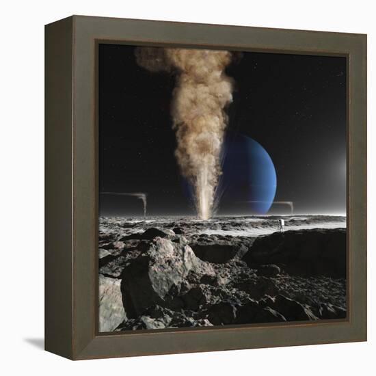 An Astronaut Observes the Ruption of One of Triton's Giant Cryogeysers-Stocktrek Images-Framed Premier Image Canvas