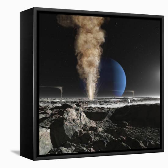 An Astronaut Observes the Ruption of One of Triton's Giant Cryogeysers-Stocktrek Images-Framed Premier Image Canvas