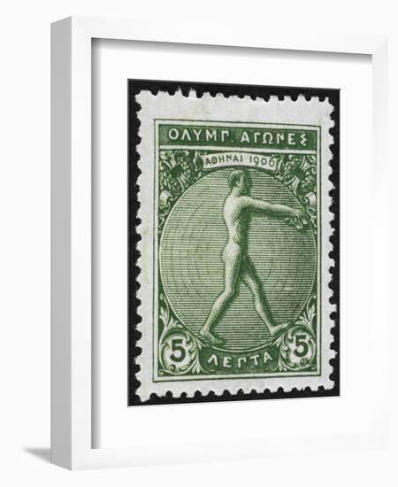 An Athlete Jumping. Greece 1906 Olympic Games 5 Lepta, Unused-null-Framed Giclee Print