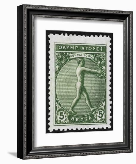 An Athlete Jumping. Greece 1906 Olympic Games 5 Lepta, Unused-null-Framed Giclee Print