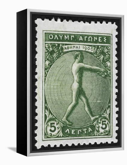 An Athlete Jumping. Greece 1906 Olympic Games 5 Lepta, Unused-null-Framed Premier Image Canvas