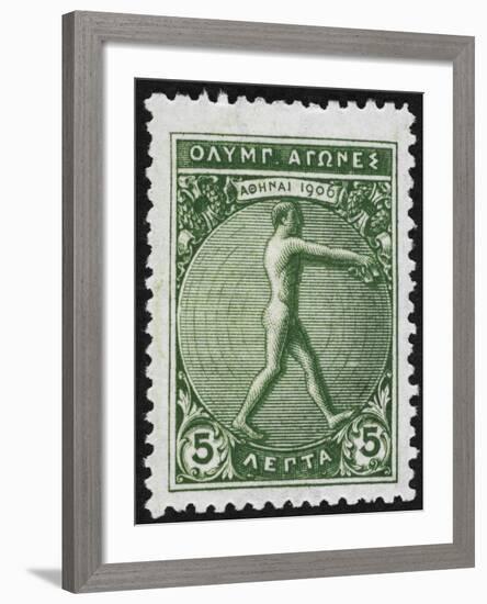 An Athlete Jumping. Greece 1906 Olympic Games 5 Lepta, Unused-null-Framed Giclee Print