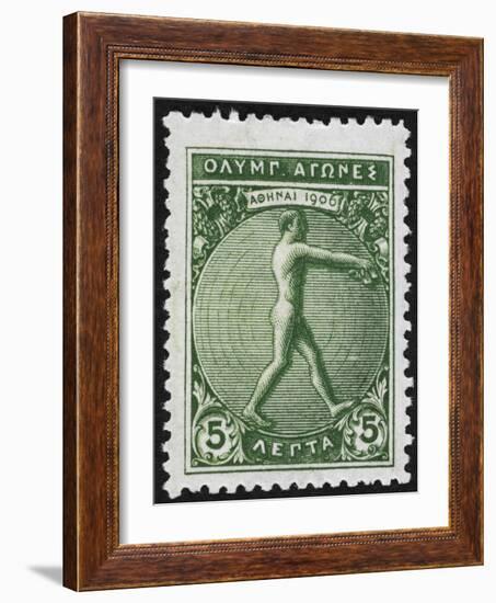 An Athlete Jumping. Greece 1906 Olympic Games 5 Lepta, Unused-null-Framed Giclee Print