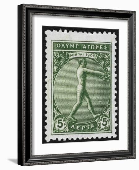 An Athlete Jumping. Greece 1906 Olympic Games 5 Lepta, Unused-null-Framed Giclee Print