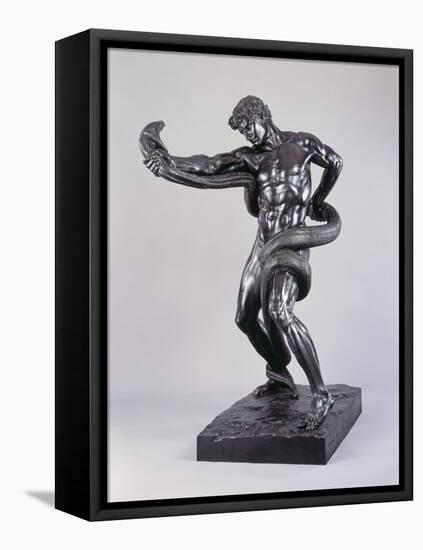 An Athlete Wrestling with a Python-Lord Frederic Leighton-Framed Premier Image Canvas