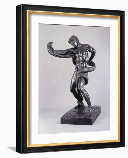 An Athlete Wrestling with a Python-Lord Frederic Leighton-Framed Photographic Print