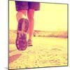 An Athletic Pair of Legs on a Dirt Path during Sunrise or Sunset - Healthy Lifestyle Concept Toned-graphicphoto-Mounted Photographic Print