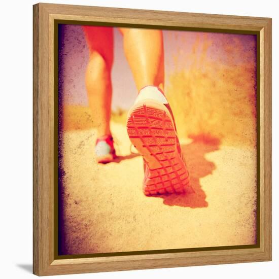 An Athletic Pair of Legs Running or Jogging on a Path during Summer Toned with a Soft Vintage Insta-graphicphoto-Framed Premier Image Canvas