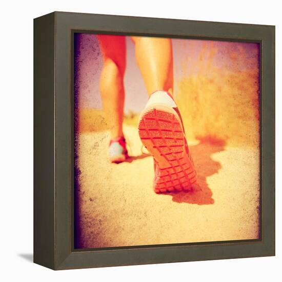 An Athletic Pair of Legs Running or Jogging on a Path during Summer Toned with a Soft Vintage Insta-graphicphoto-Framed Premier Image Canvas