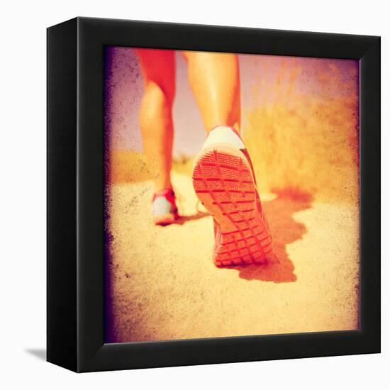 An Athletic Pair of Legs Running or Jogging on a Path during Summer Toned with a Soft Vintage Insta-graphicphoto-Framed Premier Image Canvas