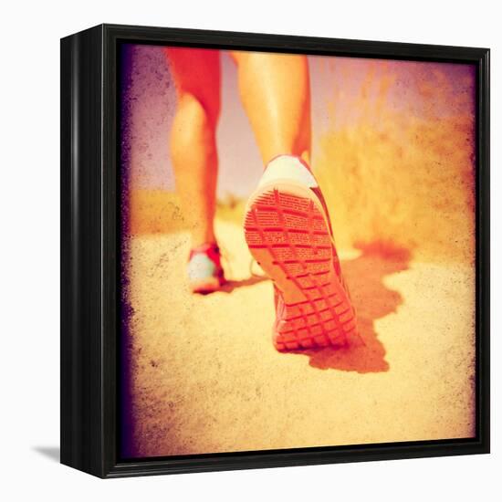 An Athletic Pair of Legs Running or Jogging on a Path during Summer Toned with a Soft Vintage Insta-graphicphoto-Framed Premier Image Canvas