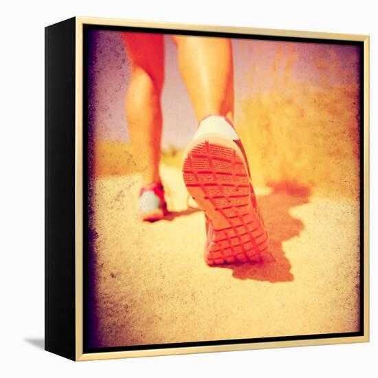 An Athletic Pair of Legs Running or Jogging on a Path during Summer Toned with a Soft Vintage Insta-graphicphoto-Framed Premier Image Canvas