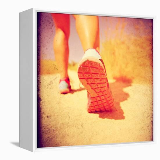 An Athletic Pair of Legs Running or Jogging on a Path during Summer Toned with a Soft Vintage Insta-graphicphoto-Framed Premier Image Canvas