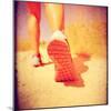 An Athletic Pair of Legs Running or Jogging on a Path during Summer Toned with a Soft Vintage Insta-graphicphoto-Mounted Photographic Print