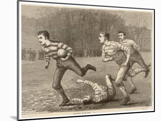 An Attacking Player Charges Forward with the Ball Chased by Two Opposing Players-W.b. Wall-Mounted Art Print