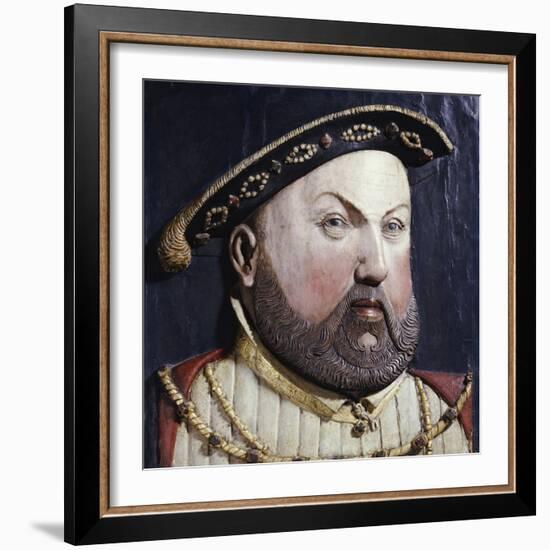 An Augsberg Polychrome Limewood Relief of Henry Viii, Mid 16th Century-Hans Holbein the Younger-Framed Giclee Print