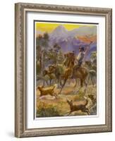 An Australian Bushman Rounds Up His Cattle with the Assistance of His Dogs-null-Framed Art Print