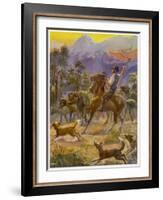 An Australian Bushman Rounds Up His Cattle with the Assistance of His Dogs-null-Framed Art Print