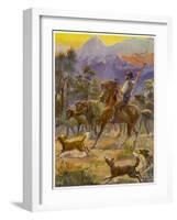 An Australian Bushman Rounds Up His Cattle with the Assistance of His Dogs-null-Framed Art Print