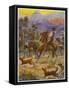 An Australian Bushman Rounds Up His Cattle with the Assistance of His Dogs-null-Framed Stretched Canvas