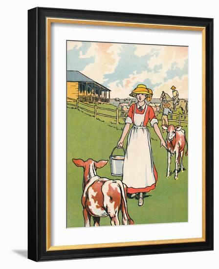 'An Australian Dairy Farm', 1912-Charles Robinson-Framed Giclee Print