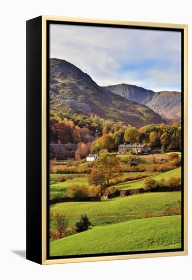 An autumn view of the scenic Langdale Valley, Lake District National Park, Cumbria, England, United-Peter Watson-Framed Premier Image Canvas