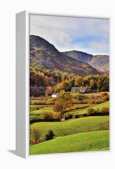 An autumn view of the scenic Langdale Valley, Lake District National Park, Cumbria, England, United-Peter Watson-Framed Premier Image Canvas