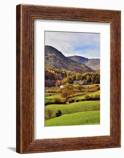 An autumn view of the scenic Langdale Valley, Lake District National Park, Cumbria, England, United-Peter Watson-Framed Photographic Print