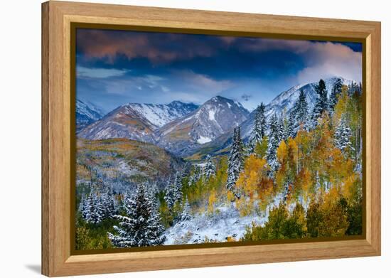 An Autumn Weather System Breaks Up At Sunset Over The Valley On McClure Pass Near Carbondale CO-Jay Goodrich-Framed Premier Image Canvas