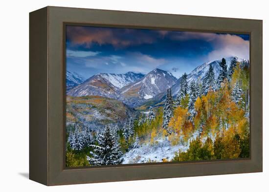 An Autumn Weather System Breaks Up At Sunset Over The Valley On McClure Pass Near Carbondale CO-Jay Goodrich-Framed Premier Image Canvas