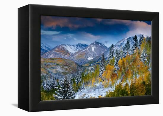 An Autumn Weather System Breaks Up At Sunset Over The Valley On McClure Pass Near Carbondale CO-Jay Goodrich-Framed Premier Image Canvas