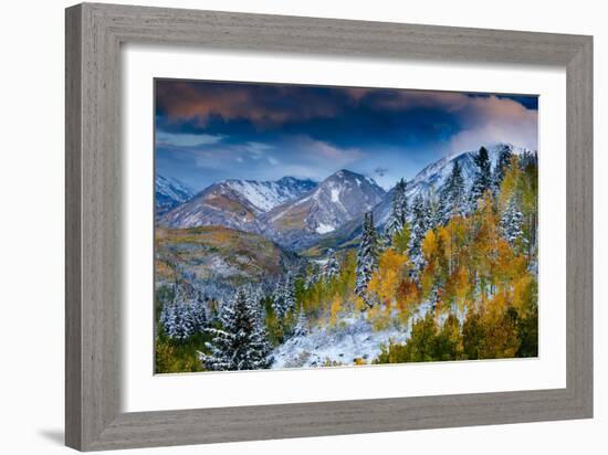 An Autumn Weather System Breaks Up At Sunset Over The Valley On McClure Pass Near Carbondale CO-Jay Goodrich-Framed Photographic Print