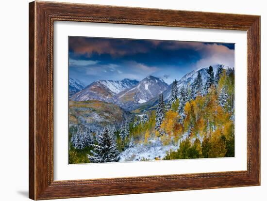 An Autumn Weather System Breaks Up At Sunset Over The Valley On McClure Pass Near Carbondale CO-Jay Goodrich-Framed Photographic Print