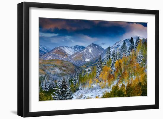 An Autumn Weather System Breaks Up At Sunset Over The Valley On McClure Pass Near Carbondale CO-Jay Goodrich-Framed Photographic Print