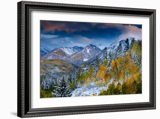 An Autumn Weather System Breaks Up At Sunset Over The Valley On McClure Pass Near Carbondale CO-Jay Goodrich-Framed Photographic Print