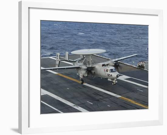 An E-2C Hawkeye Is Recovered During Flight Deck Operations Aboard USS Theodore Roosevelt-Stocktrek Images-Framed Photographic Print