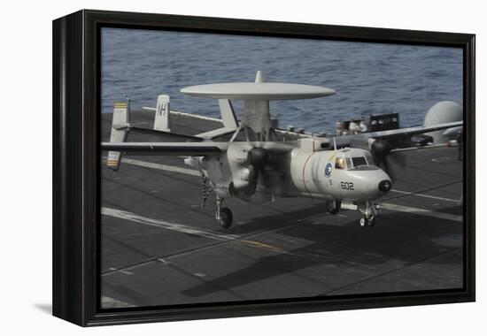 An E-2C Hawkeye Lands Aboard the Aircraft Carrier USS Nimitz-null-Framed Premier Image Canvas