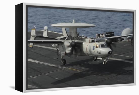 An E-2C Hawkeye Lands Aboard the Aircraft Carrier USS Nimitz-null-Framed Premier Image Canvas