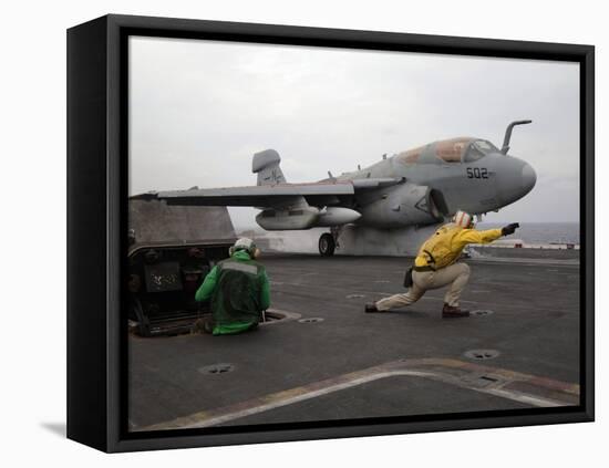 An EA-6B Prowler Launches Off the Flight Deck of USS Kitty Hawk-Stocktrek Images-Framed Premier Image Canvas