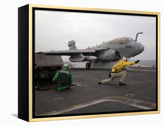 An EA-6B Prowler Launches Off the Flight Deck of USS Kitty Hawk-Stocktrek Images-Framed Premier Image Canvas
