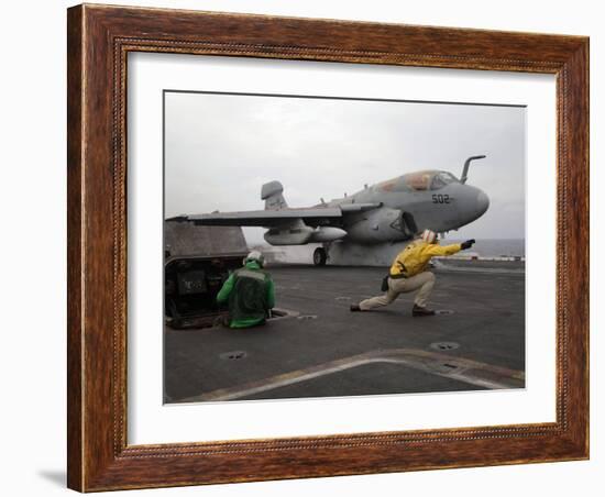 An EA-6B Prowler Launches Off the Flight Deck of USS Kitty Hawk-Stocktrek Images-Framed Photographic Print