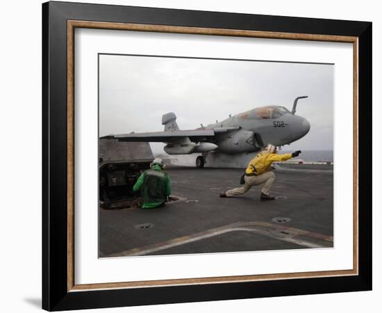 An EA-6B Prowler Launches Off the Flight Deck of USS Kitty Hawk-Stocktrek Images-Framed Photographic Print