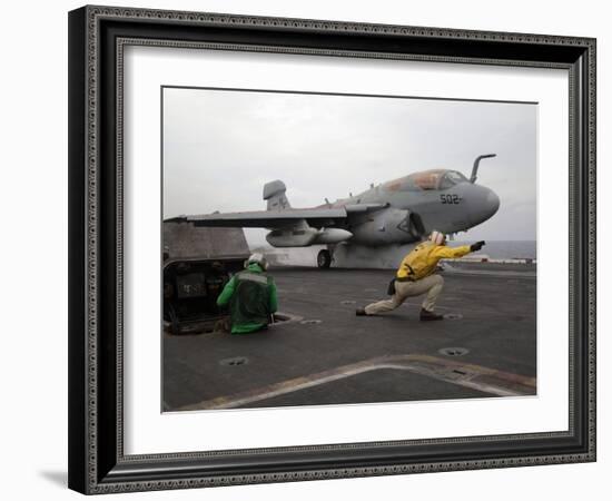 An EA-6B Prowler Launches Off the Flight Deck of USS Kitty Hawk-Stocktrek Images-Framed Photographic Print