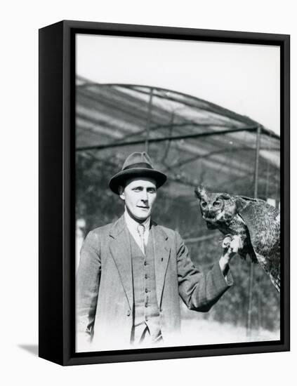 An Eagle Owl Being Held by J. Bailey, Overseer of Birds at London Zoo for Thirty Years. June 1920-Frederick William Bond-Framed Premier Image Canvas